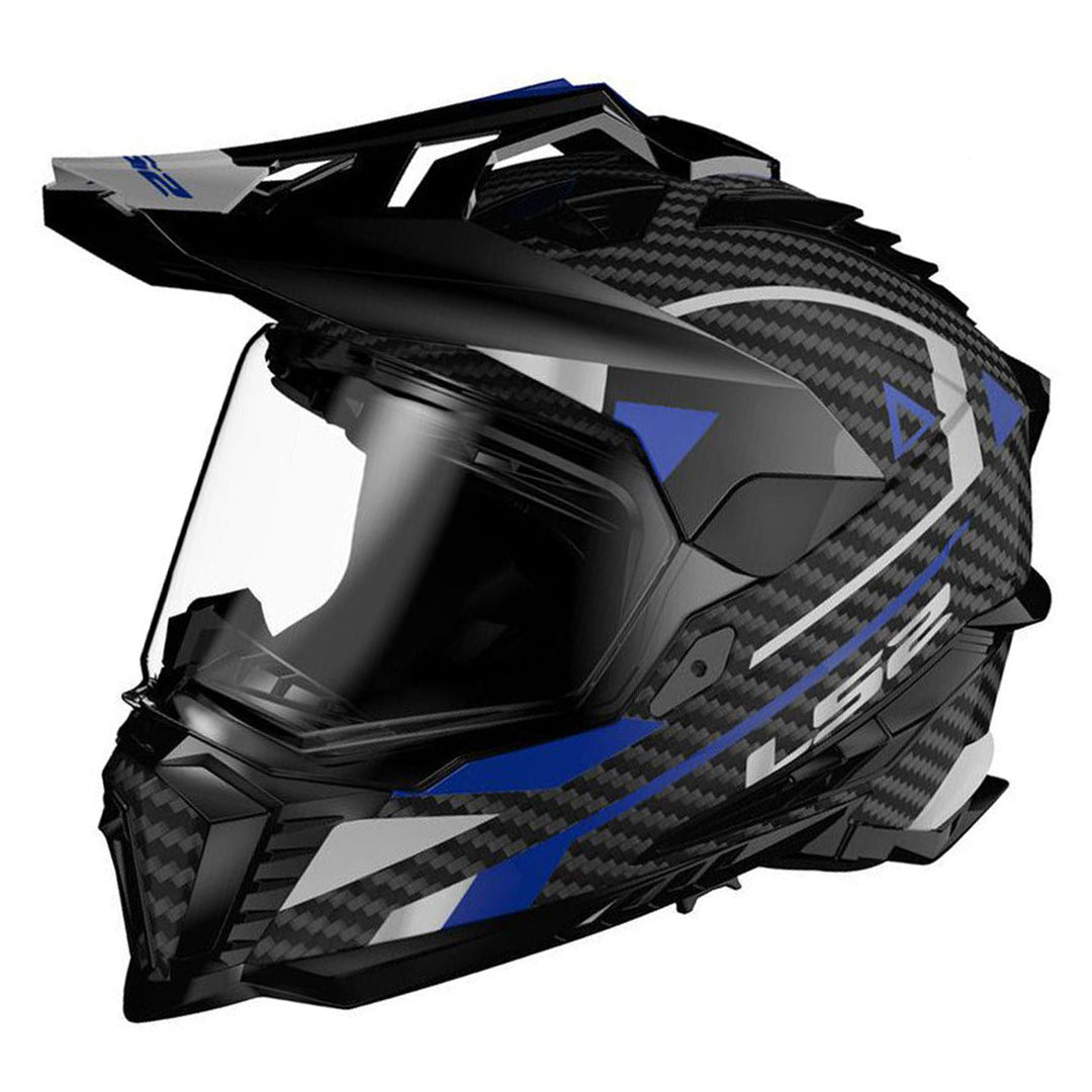 Riderwear | LS2 MX701 EXPLORER Carbon Adventure Helmet - Blue
