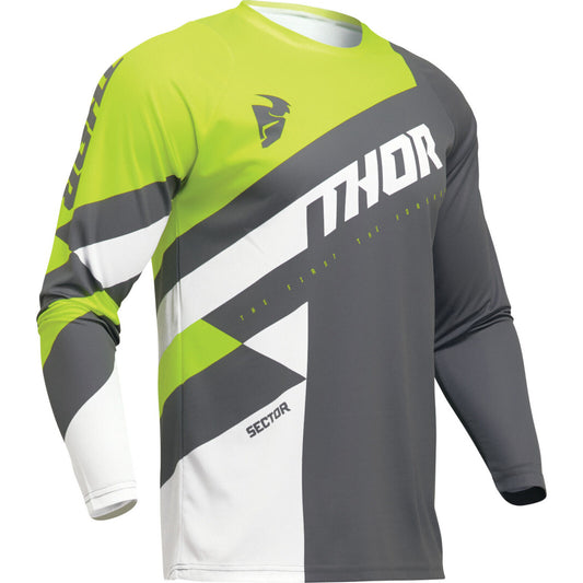 Thor Sector Checker Adult Motocross Jersey - Charcoal/Acid