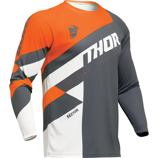Thor Sector Checker Adult Motocross Jersey - Charcoal/Orange
