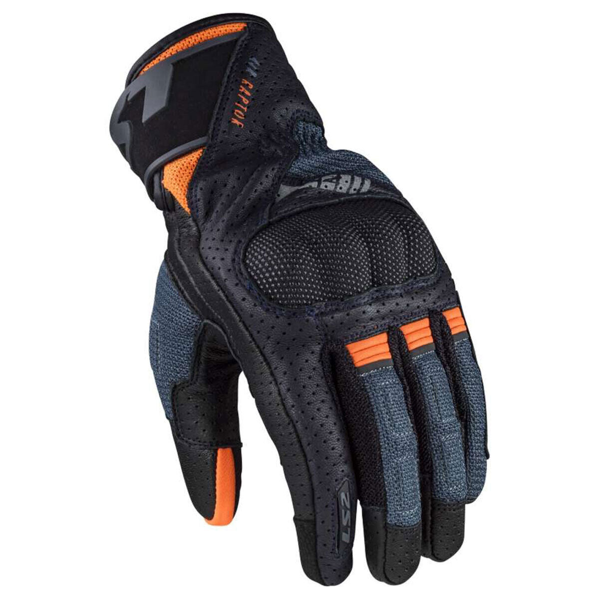 LS2 AIR RAPTOR MOTORBIKE GLOVES - BLUE ORANGE