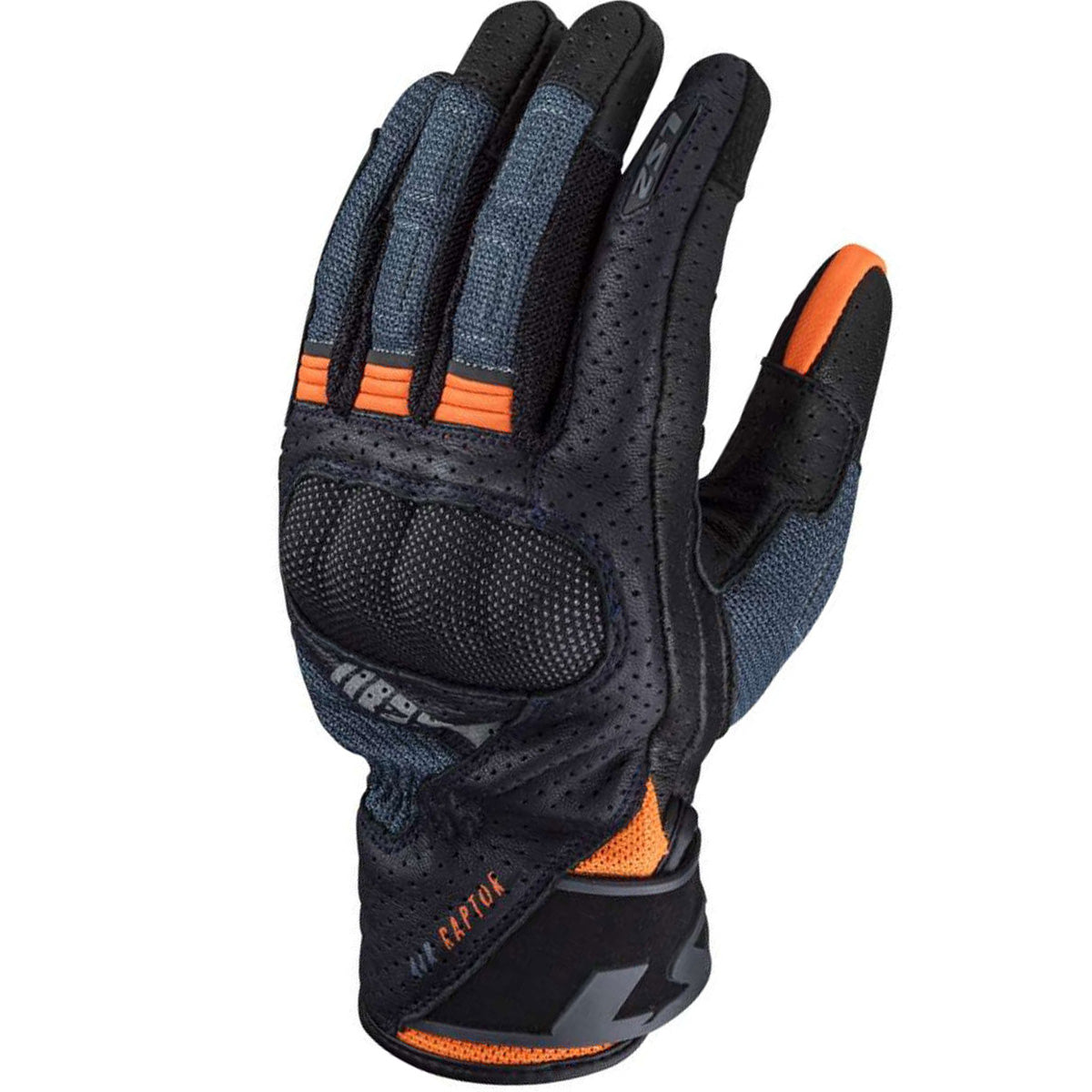 LS2 AIR RAPTOR MOTORBIKE GLOVES - BLUE ORANGE