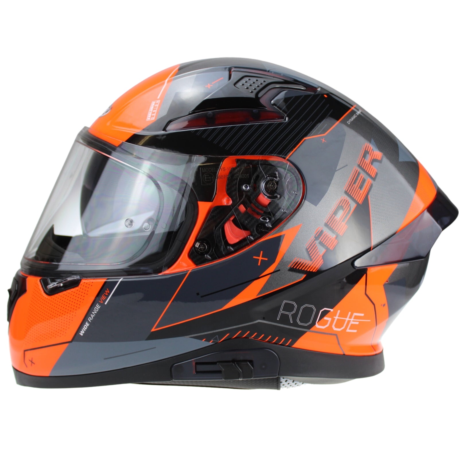 VIPER RSV95 FULL FACE HELMET - ROGUE SHINY BLACK ORANGE