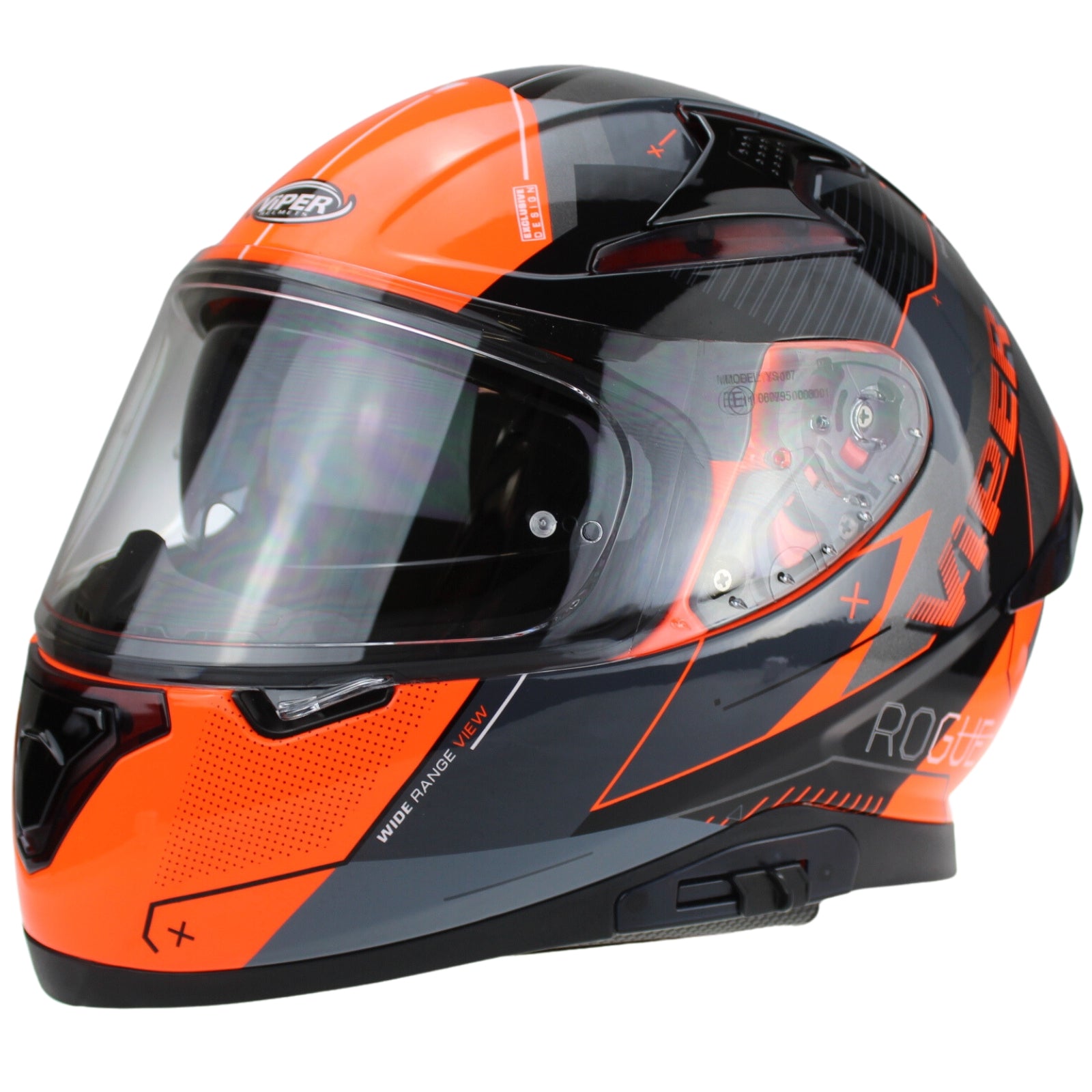 VIPER RSV95 FULL FACE HELMET - ROGUE SHINY BLACK ORANGE