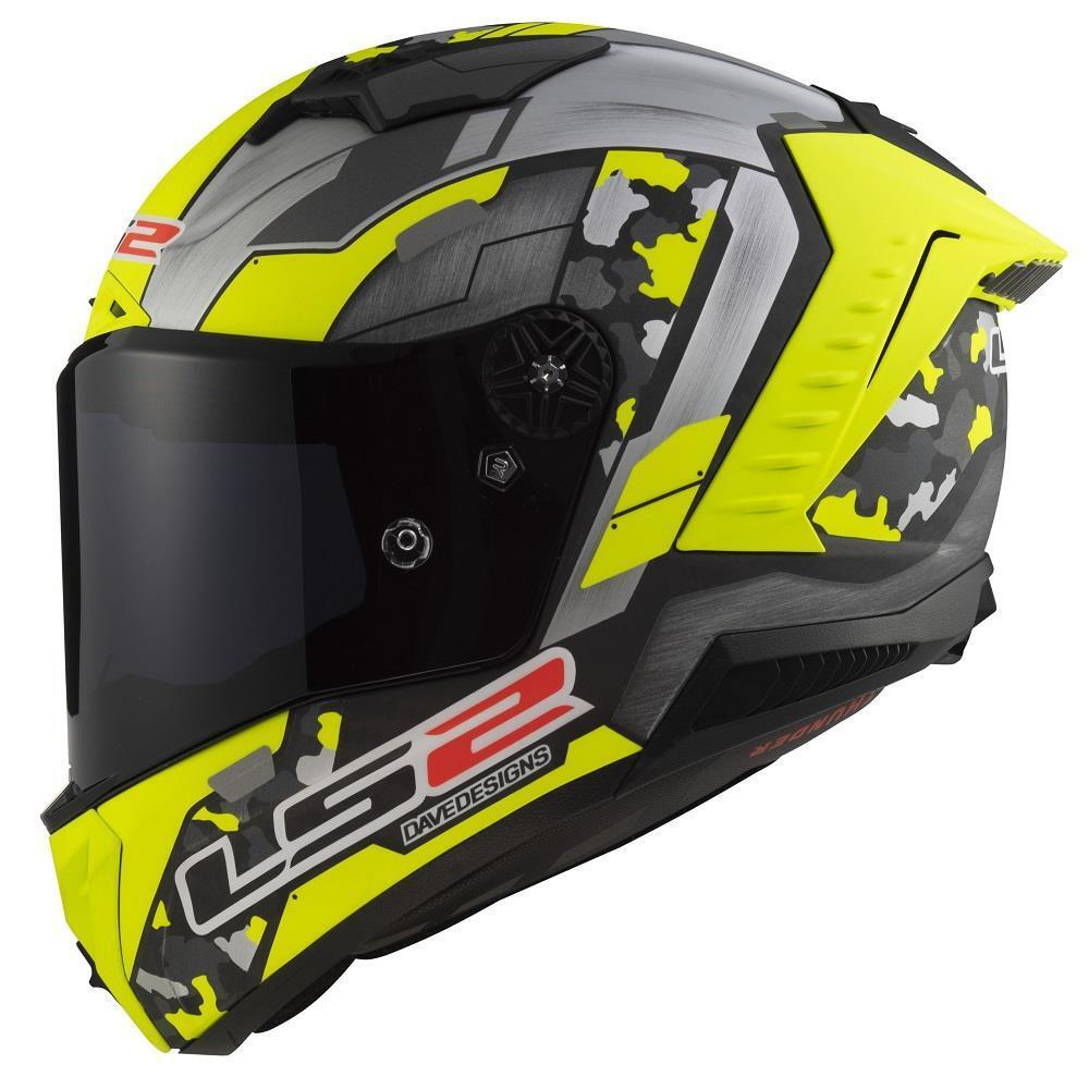 LS2 FF805 THUNDER CARBON RACING HELMET- SPACE YELLOW GREY