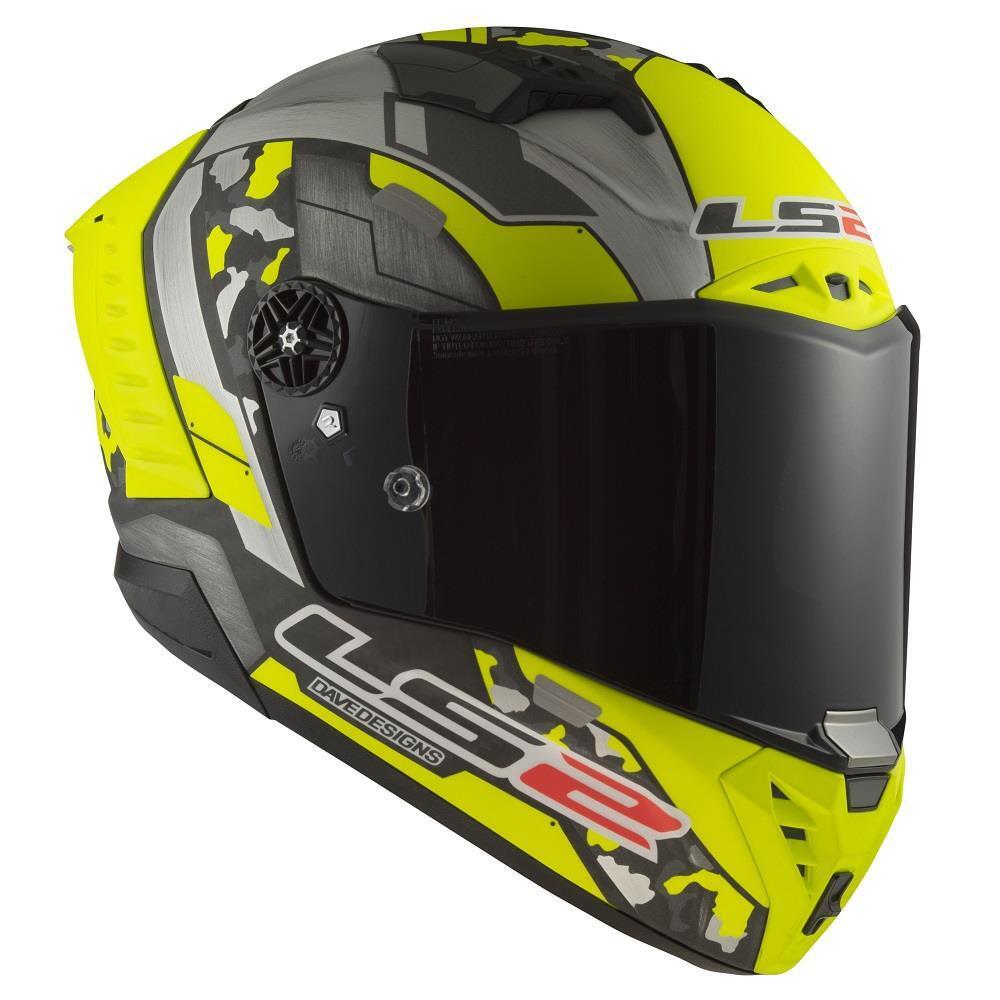 LS2 FF805 THUNDER CARBON RACING HELMET- SPACE YELLOW GREY
