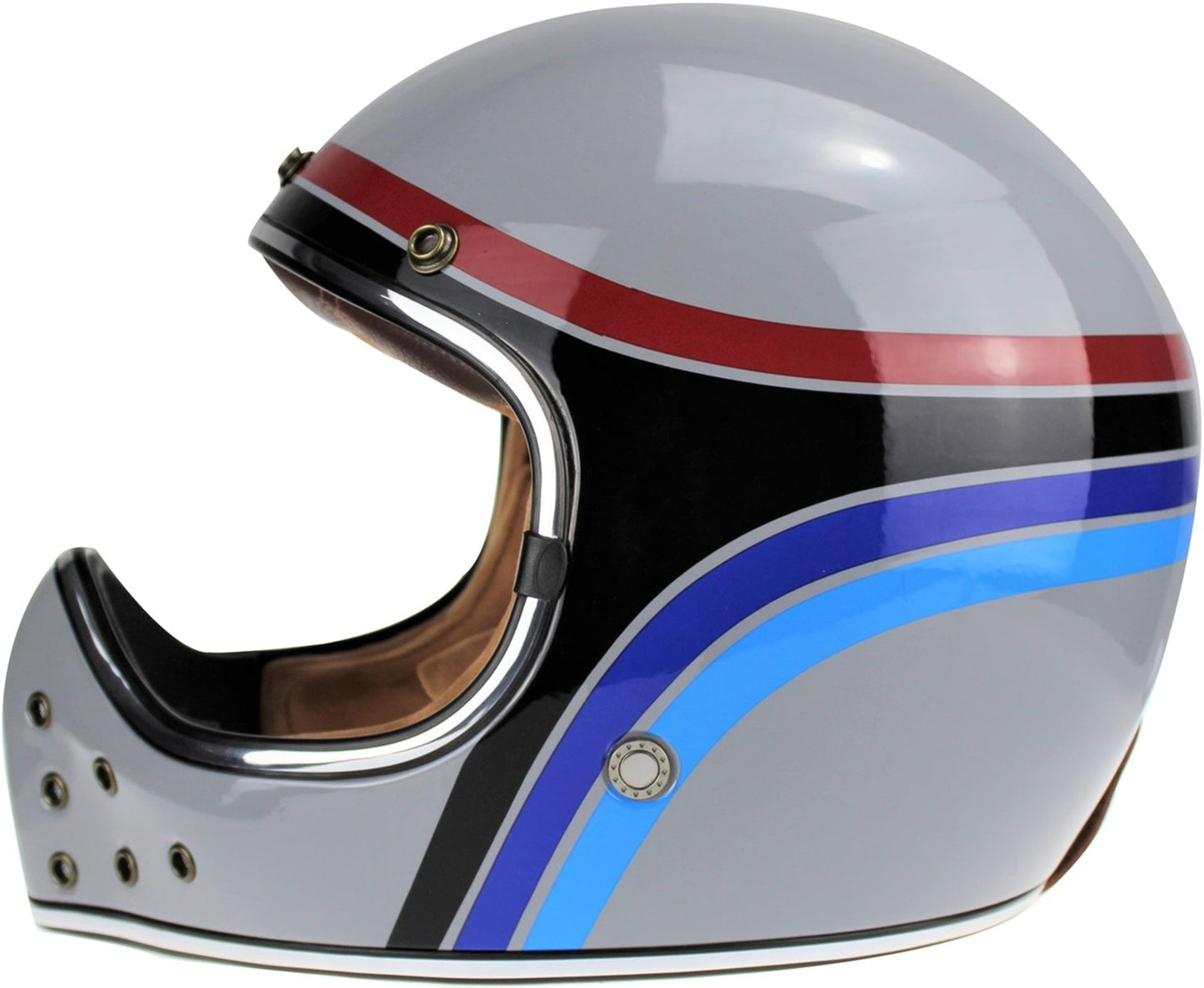 VPR.303 F701MX Fiberglass Vintage Retro Helmet -Stripe