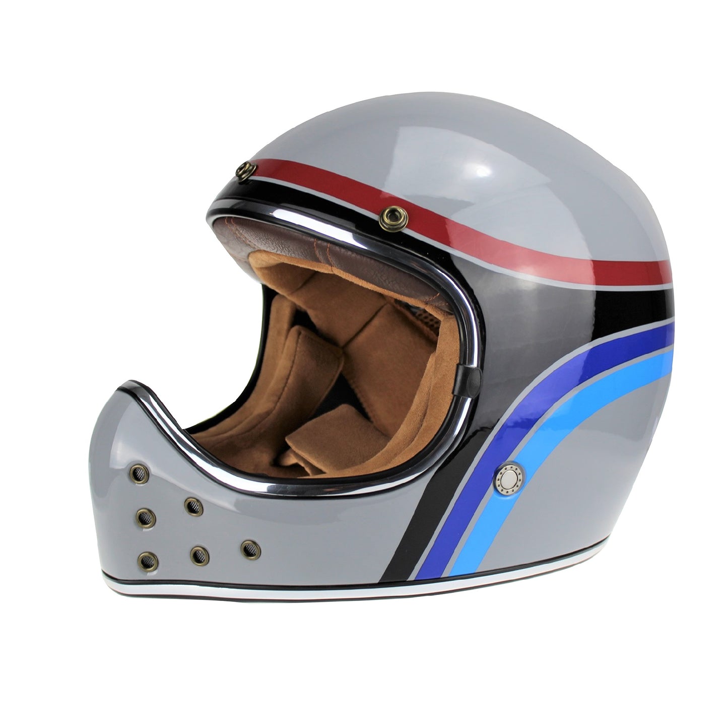 VPR.303 F701MX Fiberglass Vintage Retro Helmet -Stripe