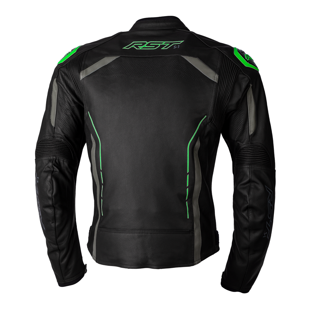 S1 CE MENS LEATHER JACKET - NEON GREEN