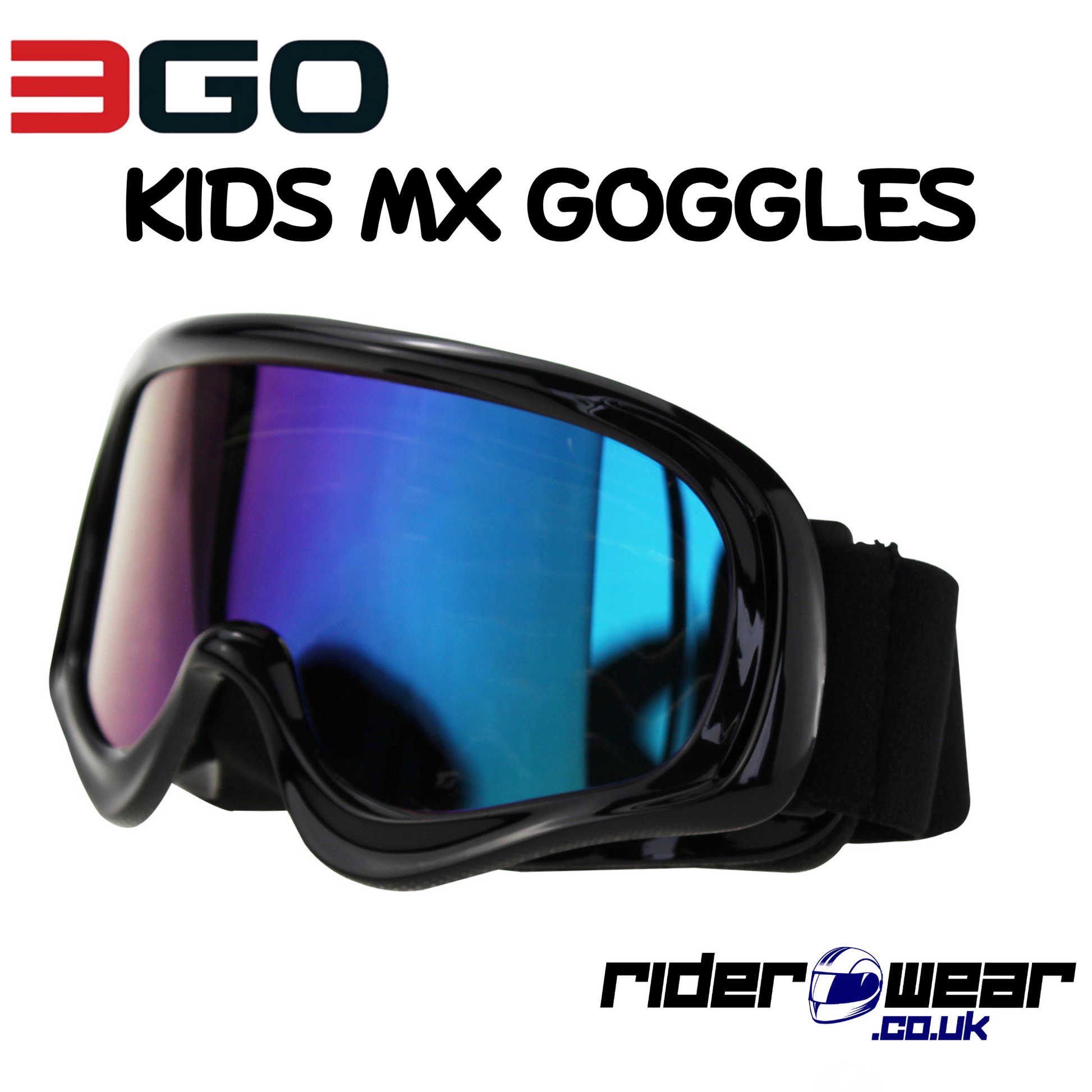 motocross goggles uk 3GO Kids Motocross Goggles with Iridium Lens Black – Riderwear