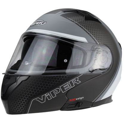 Viper Rsv345 Flip Up Motorbike Helmet Trik Black White