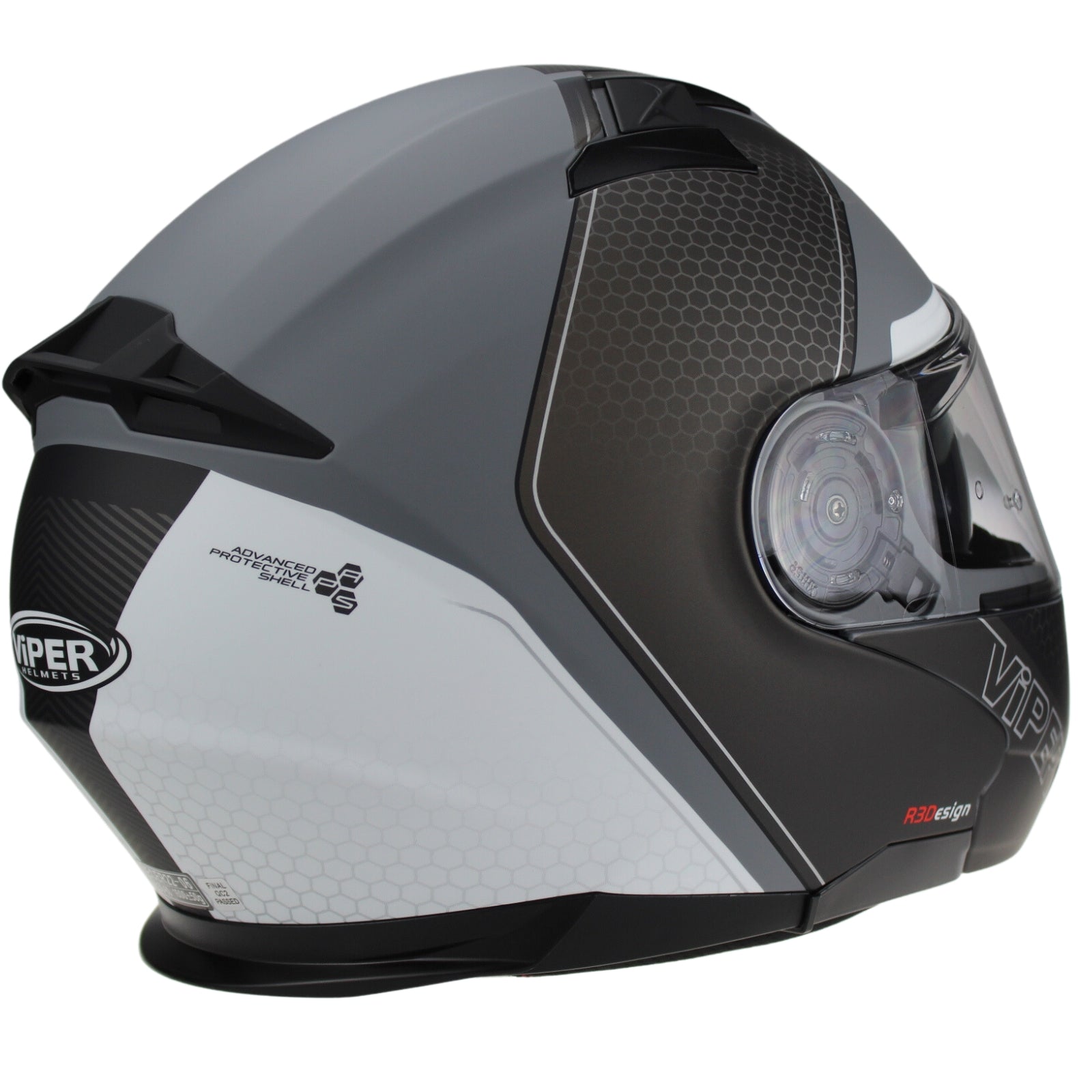 VIPER RSV345 FLIP UP MOTORBIKE HELMET - TRIK BLACK/WHITE