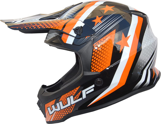 WULFSPORT ICONIC MOTOCROSS KIDS HELMET - ORANGE
