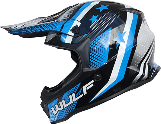 WULFSPORT ICONIC MOTOCROSS KIDS HELMET - BLUE