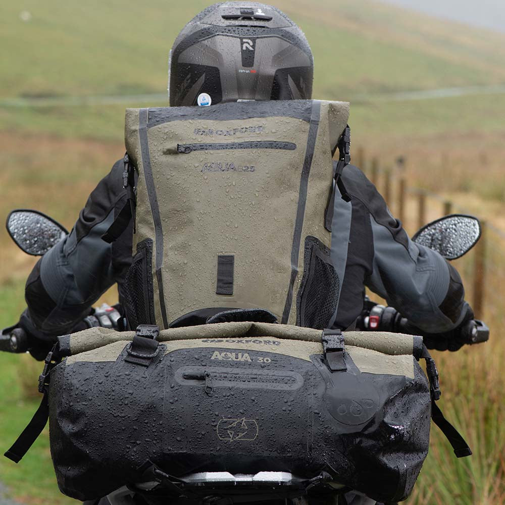 Oxford Aqua T-30 Motorcycle Roll Bag - Khaki/Black