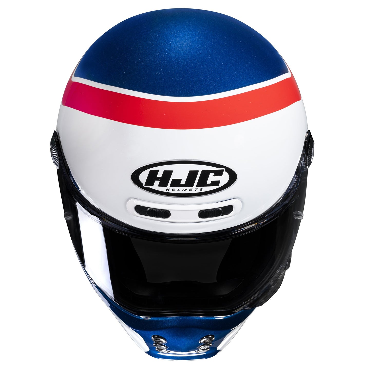 HJC V10 Grape Motorcycle Full Face Helmet - White/Red/Blue