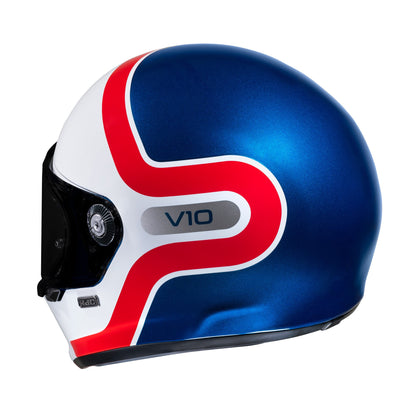 HJC V10 Grape Motorcycle Full Face Helmet - White/Red/Blue