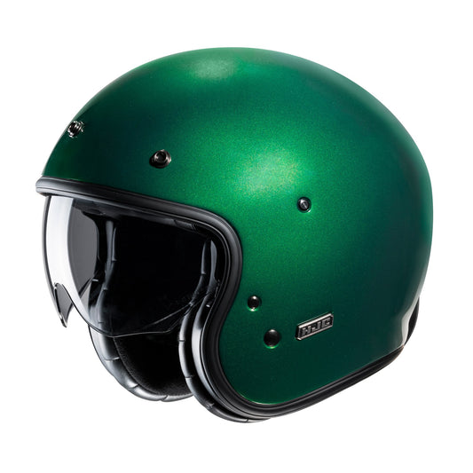 HJC V31 Motorcycle Open Face Helmet - Plain Green