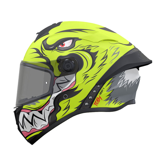 MT Targo S Toby Motorcycle Full Face Helmet - Matt Fluo Yellow