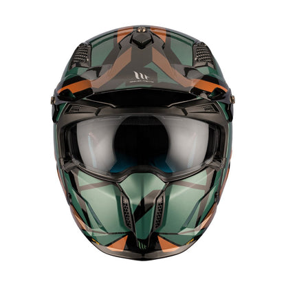 MT Streetfighter SV S P1R Motorcycle Full Face Helmet - Matt Black/Green/Gold