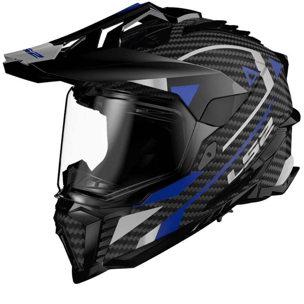 Riderwear | LS2 MX701 EXPLORER Carbon Adventure Helmet - Blue