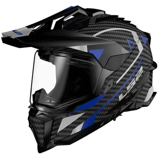 Riderwear | LS2 MX701 EXPLORER Carbon Adventure Helmet - Blue
