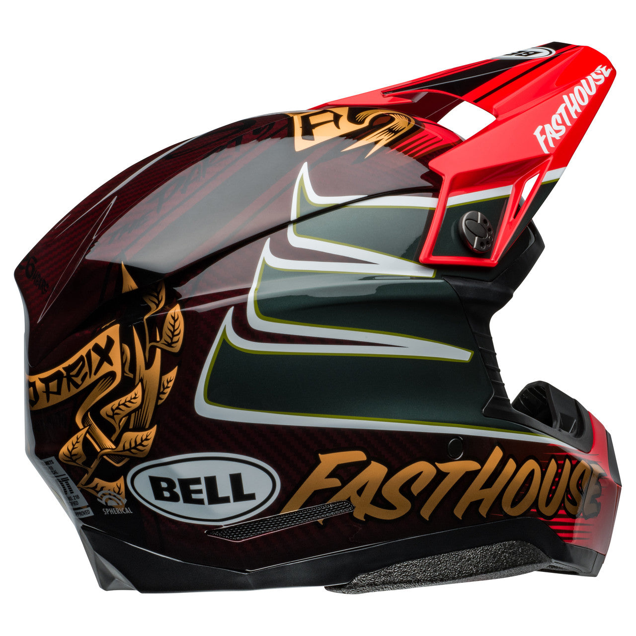 Bell MX 2024 Moto 10 Spherical Mips Adult Helmet Fasthouse DITD 24 Gloss Red Gold
