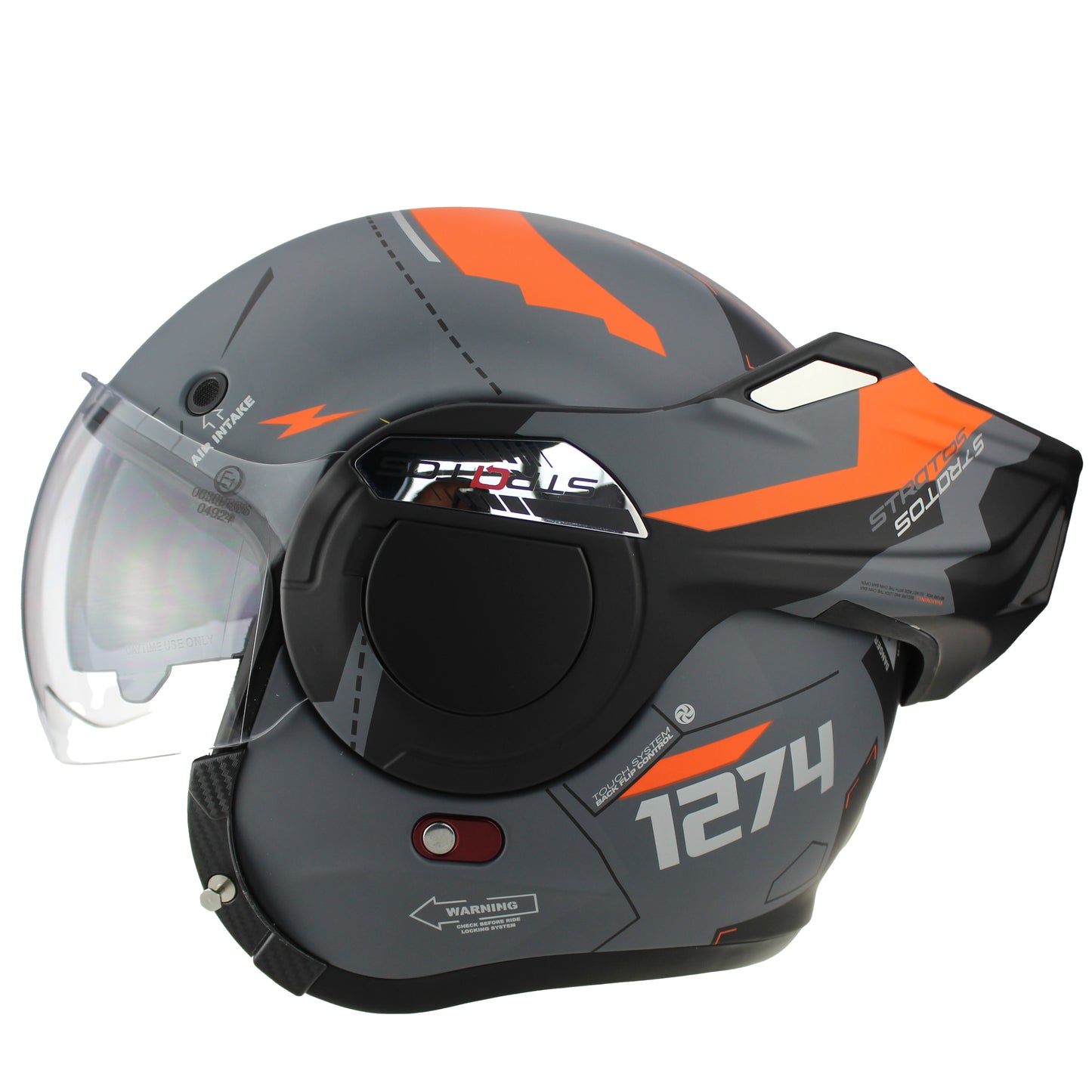 VPR.303 F242 Reverse Flip Modular P/J Helmet Verto Matt Grey Orange
