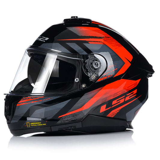LS2 FF808 STREAM-II Full Face Helmet, Fury Black Red