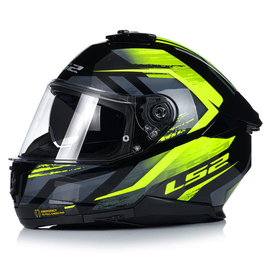 Riderwear | LS2 FF808 STREAM-II Full Face Helmet, Fury Black HiViz