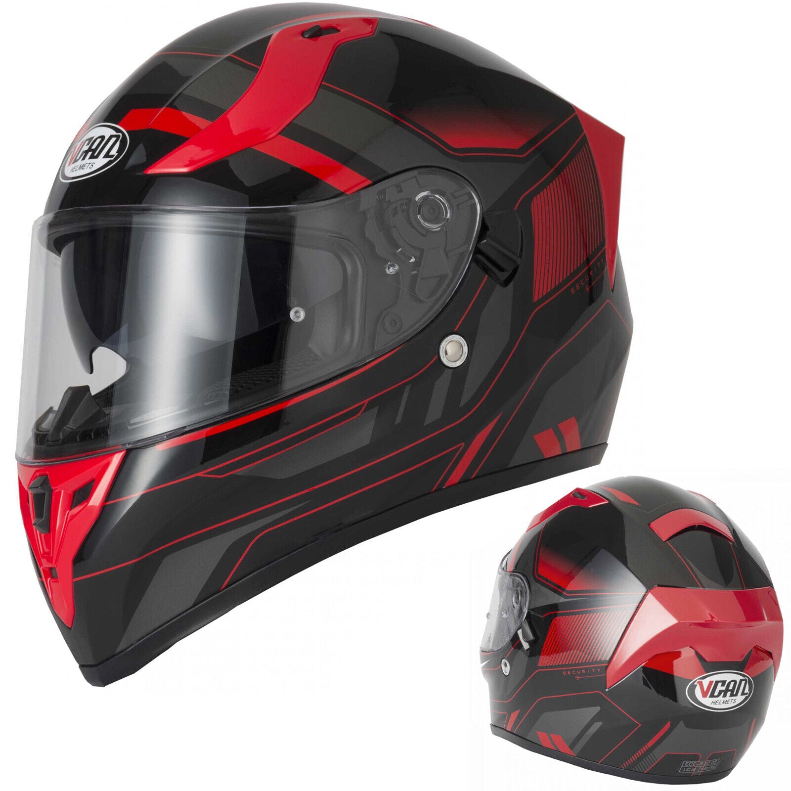 Riderwear | VCAN H128 Helvet Red Full Face Helmet