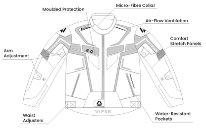 Viper Axis 2.0 Motorcycle Jacket Black/Hi Viz Yellow