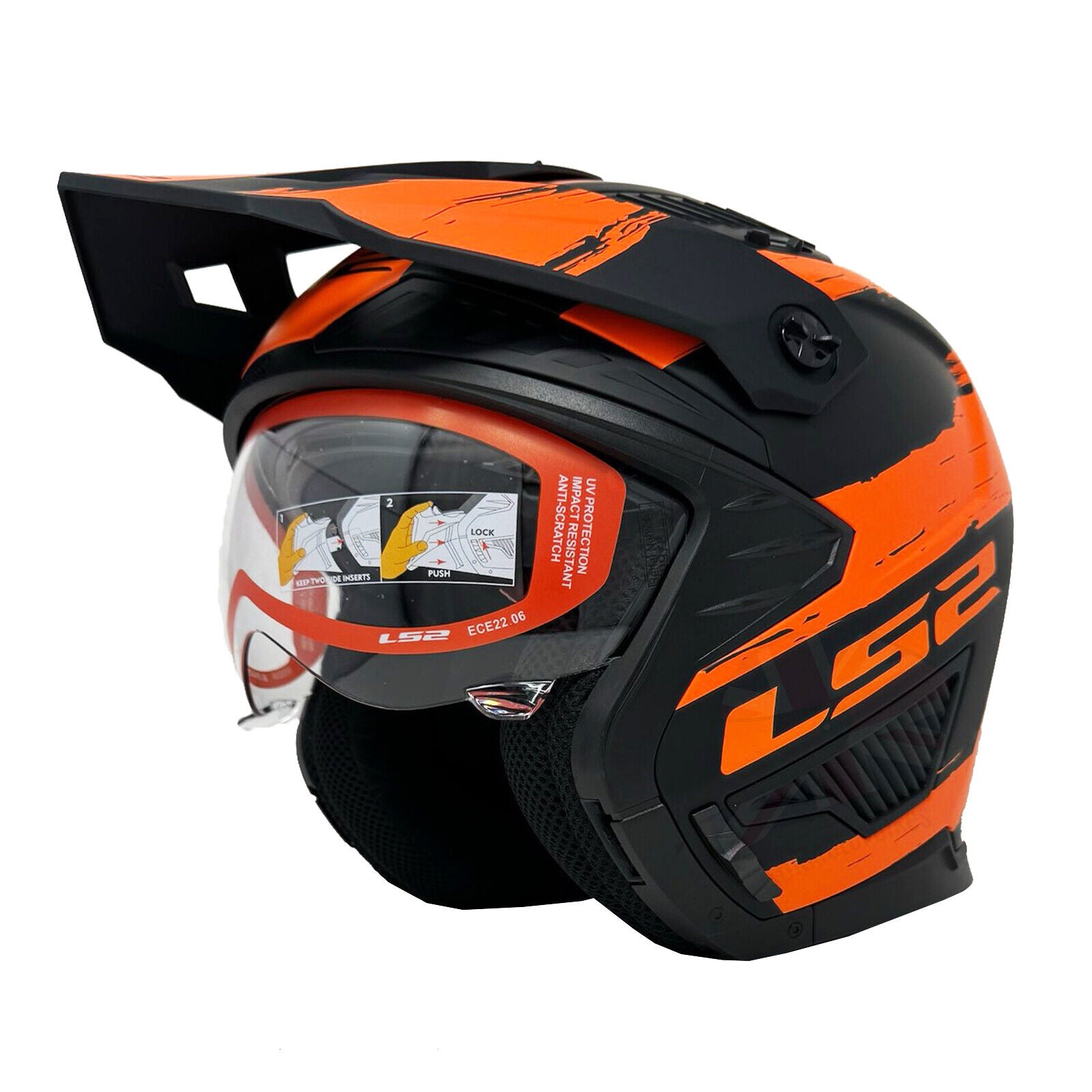 Riderwear | LS2 OF606 DRIFTER MUD Matt Black Orange Helmet