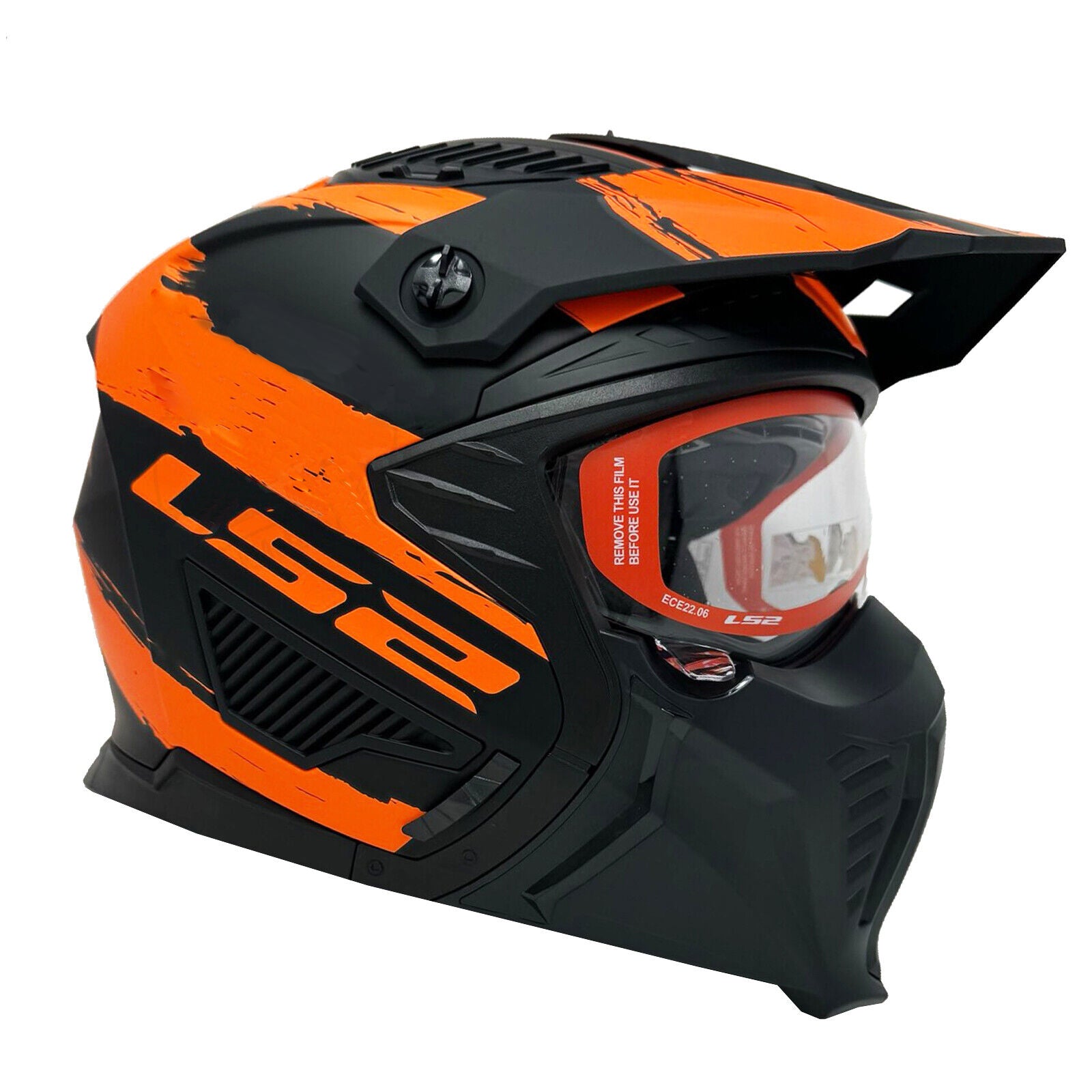 Riderwear | LS2 OF606 DRIFTER MUD Matt Black Orange Helmet
