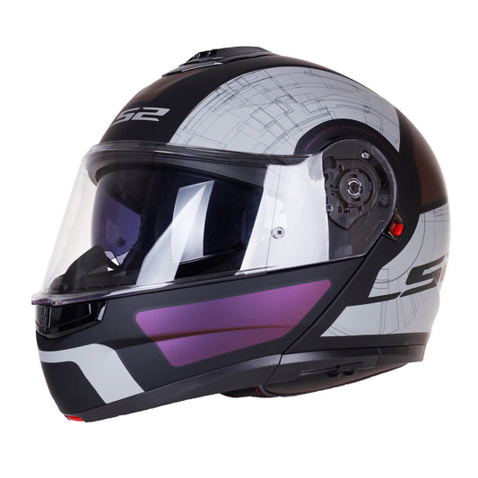 LS2 FF908 STROBE-II ORION Flip-Up Helmet - Matt Black Purple