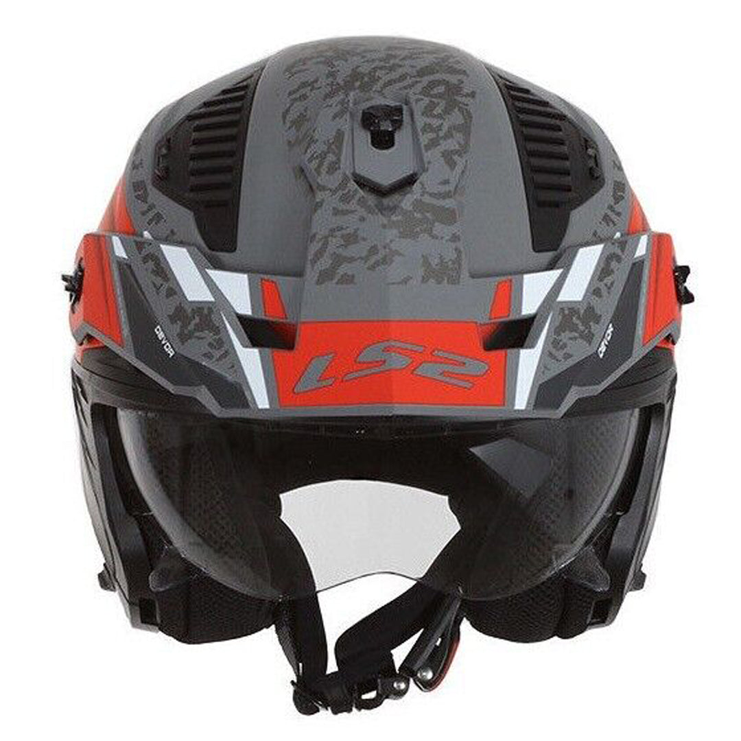 Riderwear | LS2 OF606 Drifter Devor Helmet - Silver Titanium Red