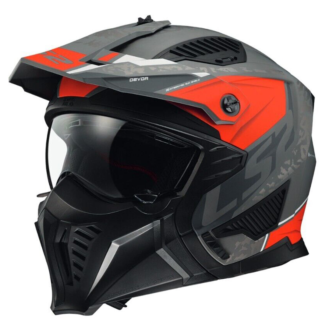 Riderwear | LS2 OF606 Drifter Devor Helmet - Silver Titanium Red