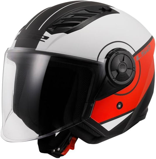 LS2 OF616 AIRFLOW-II COVER Open Face Helmet - White Red