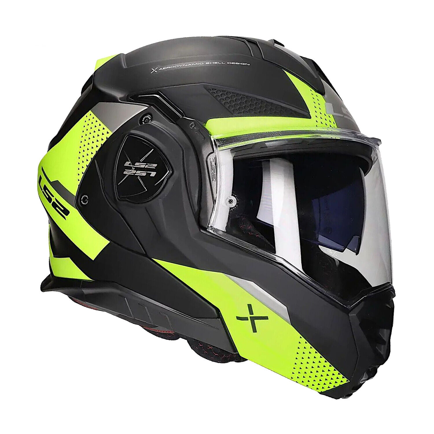 Riderwear | LS2 FF901 ADVANT X OBLIVION Flip-Up Helmet - Hi-Viz Matt Black