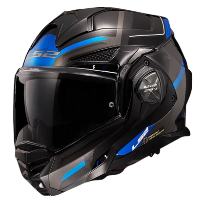 Riderwear | LS2 FF901 ADVANT X SPECTRUM Modular Helmet - Black Titanium Blue