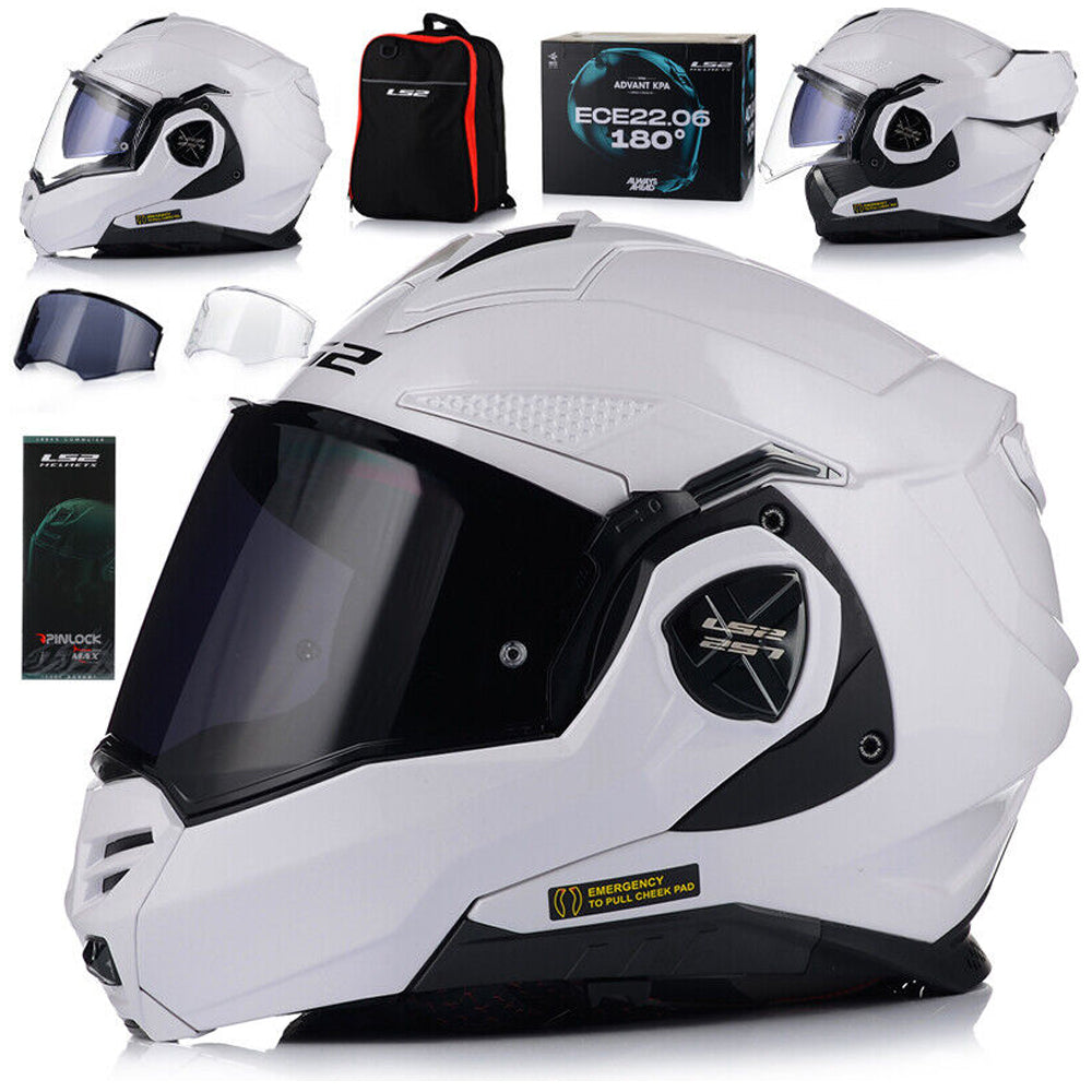 Riderwear| LS2 FF901 ADVANT X Flip Up Helmet - White