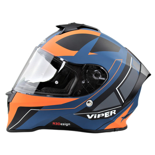 Viper RS55 Full Face Helmet Cyclone Orange With Free Pinlock Lens Included