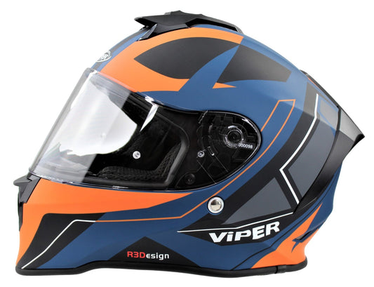 Viper RS55 Full Face Helmet Cyclone Orange With Free Pinlock Lens Included