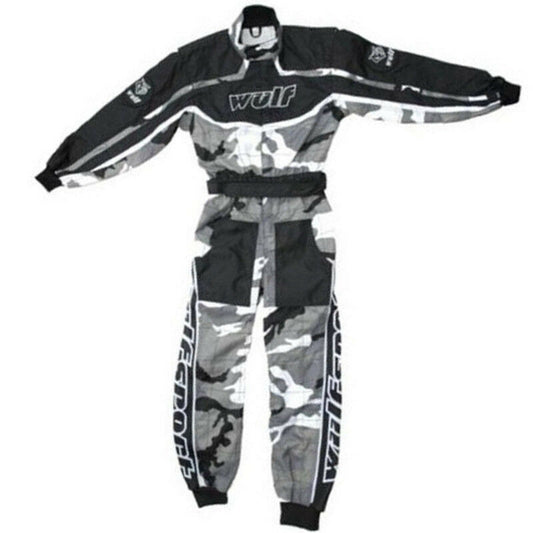 WULFSPORT KIDS ONE PIECE KART SUIT - CAMO GREY