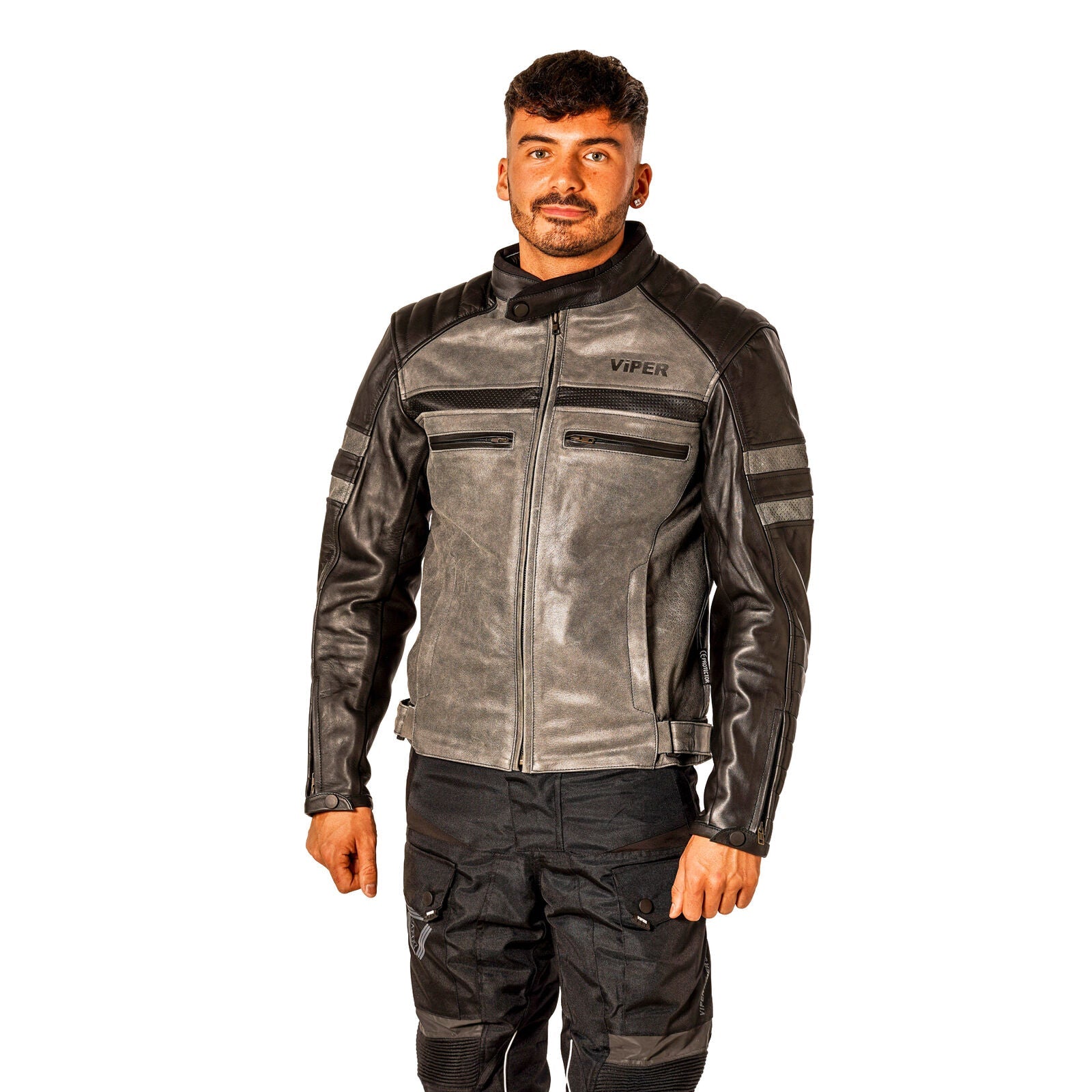 ViPER Pier Leather Jacket CE Black/Grey – Riderwear