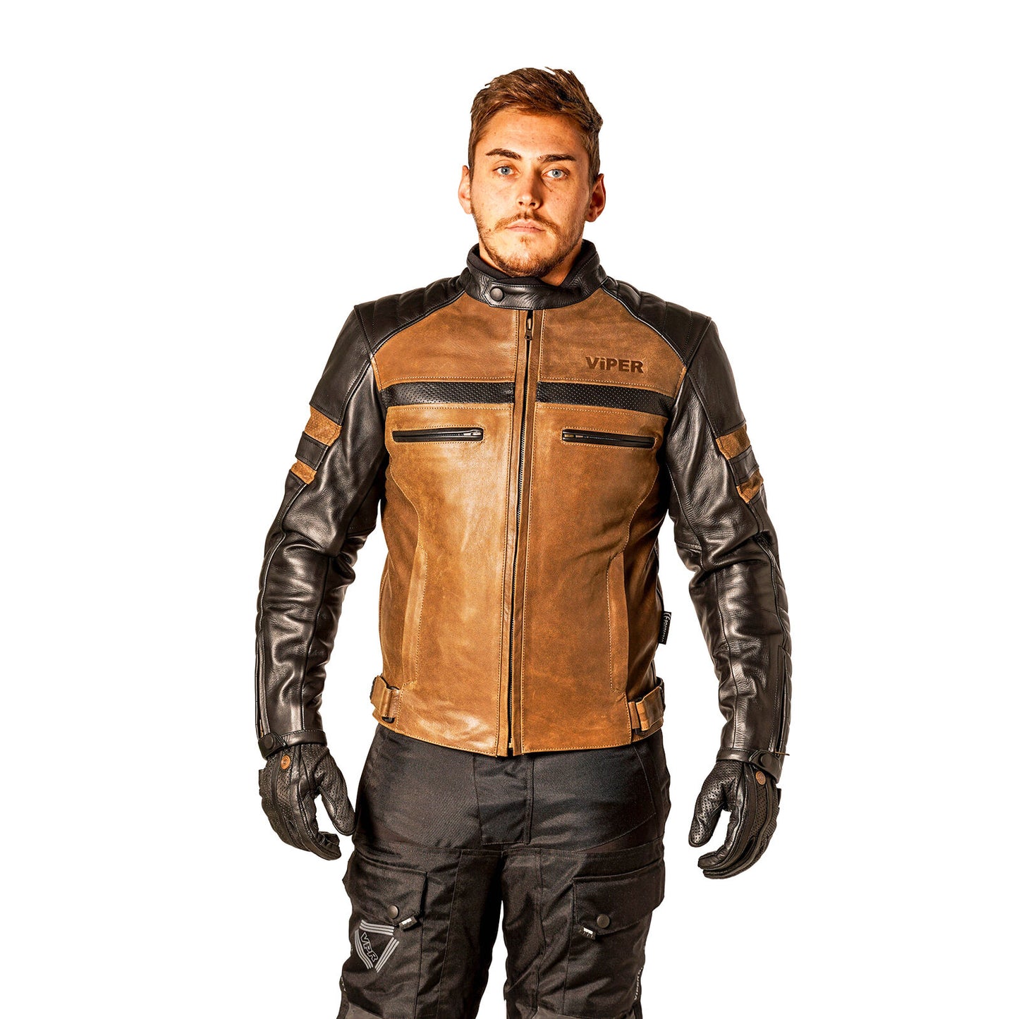 Viper Pier Leather Mens Jacket Black/Brown