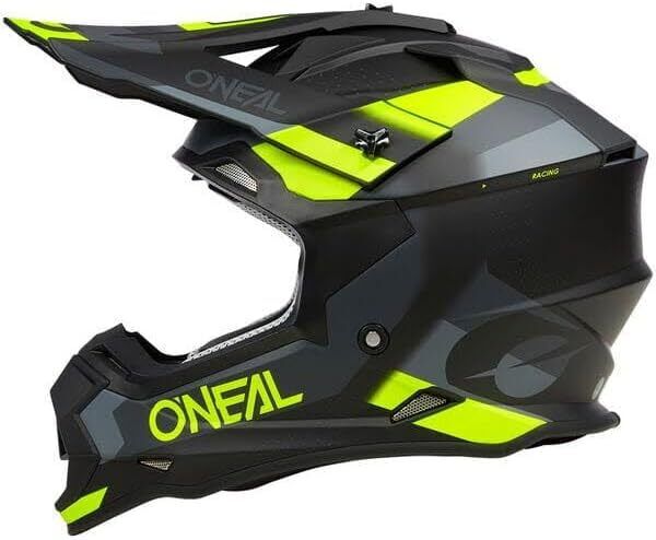 Oneal 2SRS Spyde Adult Motocross Helmet - Grey/Neon Yellow