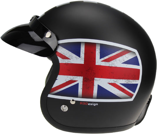 VIPER RS05 OPEN FACE JET HELMET - UNION JACK - MATT BLACK