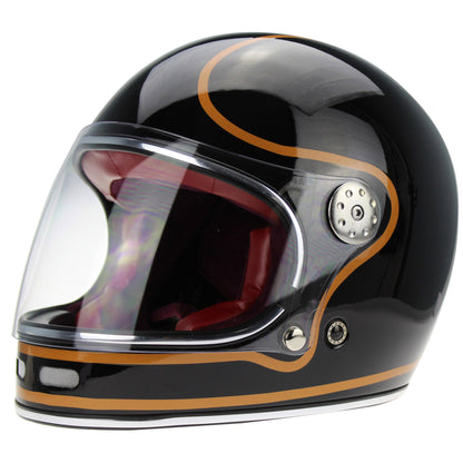 VPR.303 F656 FIBERGLASS FULL FACE RETRO HELMET - BLACK COPPER