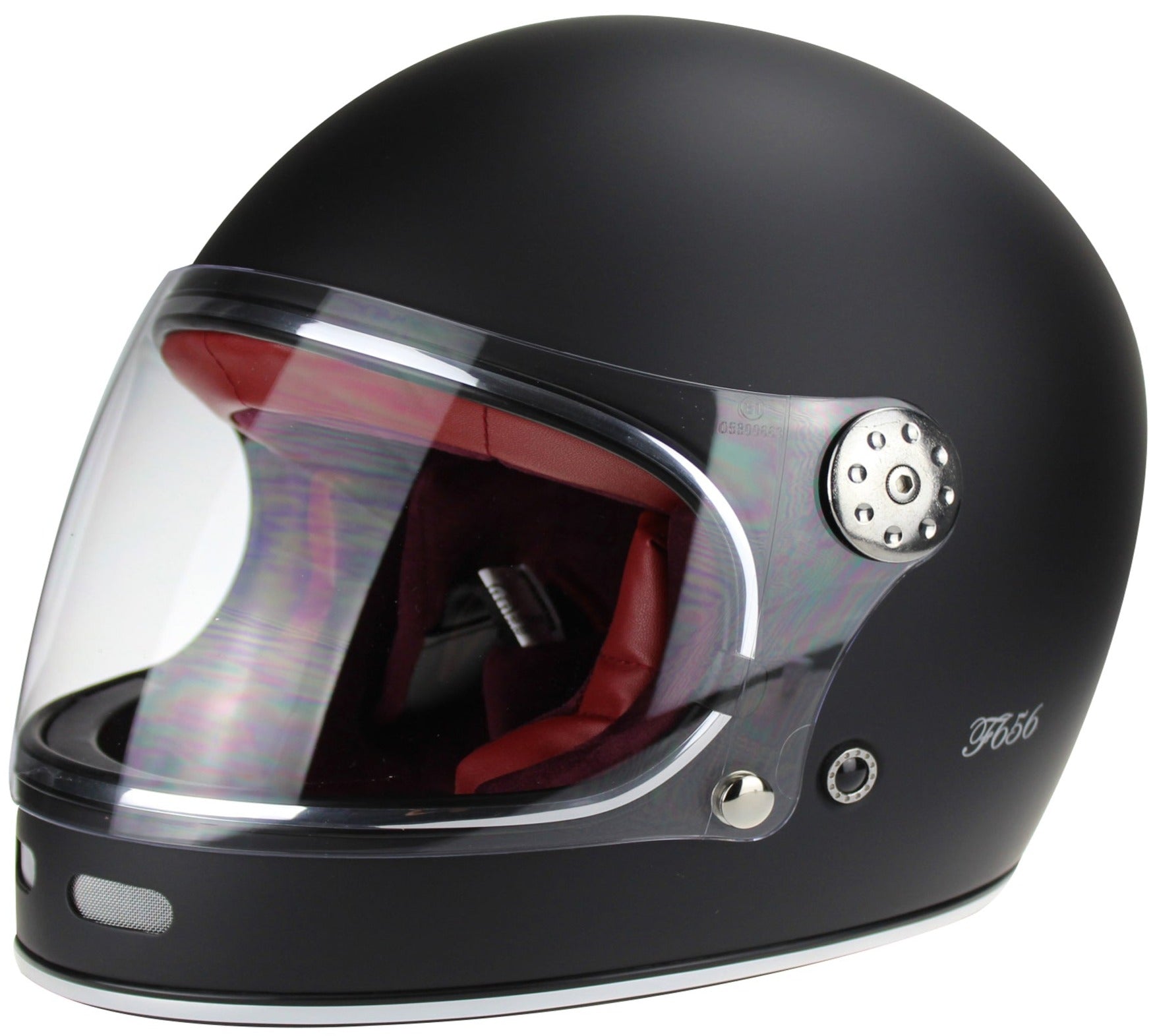 VPR.303 F656 FIBERGLASS FULL FACE RETRO HELMET - MATT BLACK