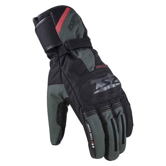 LS2 SNOW MAN TEXTILE GLOVES - BLACK GREEN